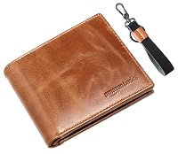 amazon basics Genuine Leather Wallet, Keyring & in Gift Box Packaging- Classic Men's Gifting Combo (
