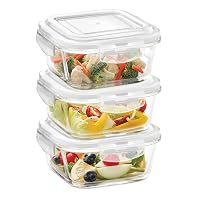 Borosil Klip n Store (520ml x 3) Square Glass Food Storage Container Set with Air Tight Lid | Borosi