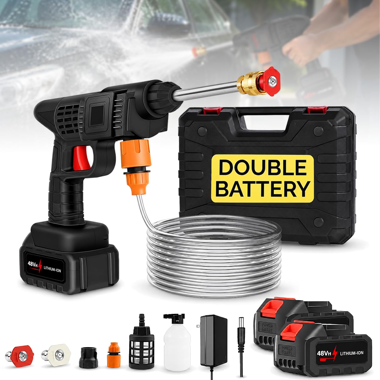 MIKANIX 6 Months Warranty Portable High Pressure Car Washer Spray Gun with 2