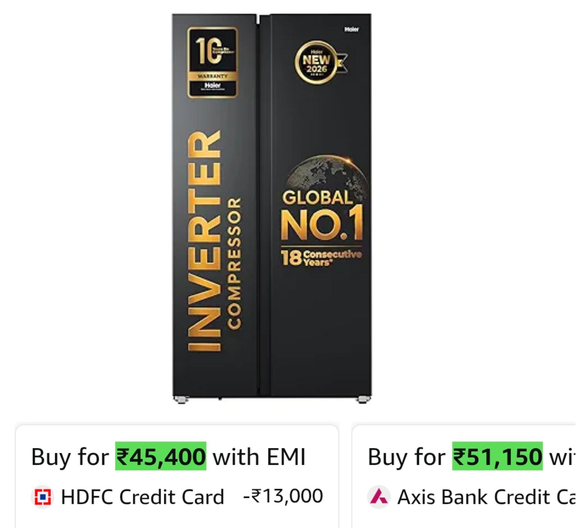 Haier 540 L 3 Star Frost Free Inverter Side by