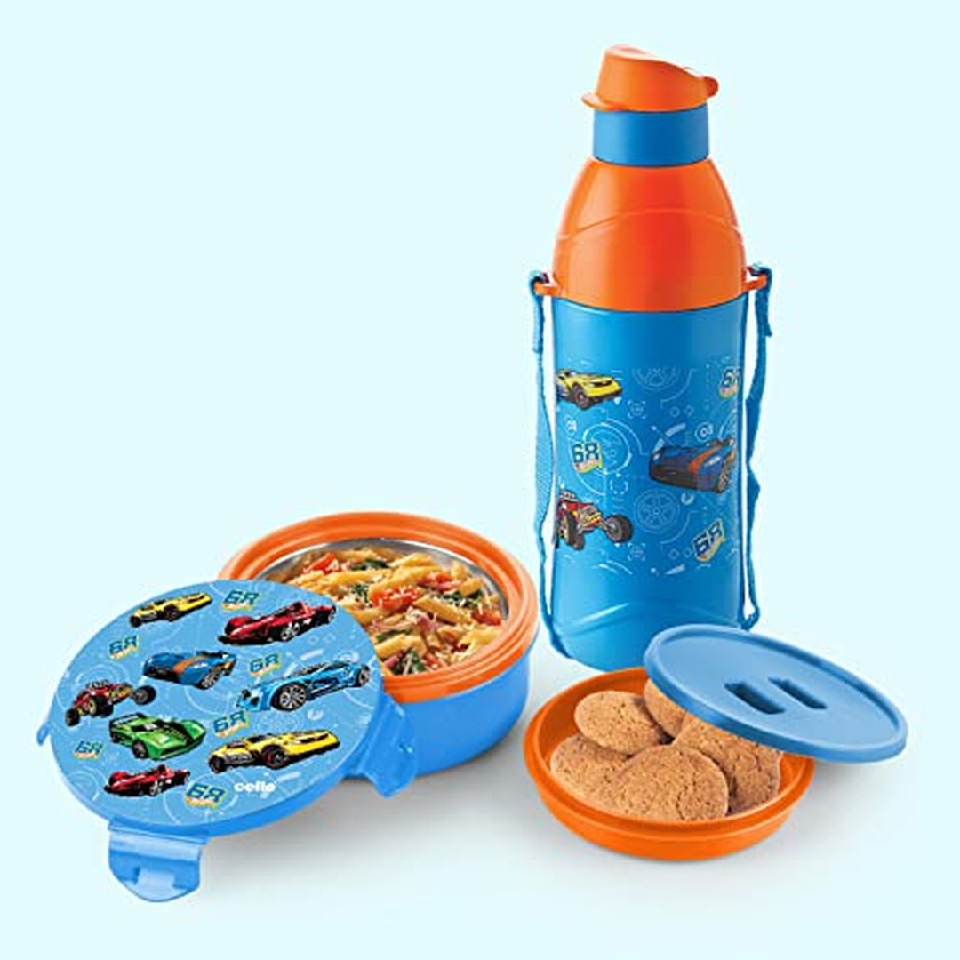 [57% Off] CELLO Tiffy Hotwheelz Gift Set Insulated Lunch Box & Water Bottle for Kids