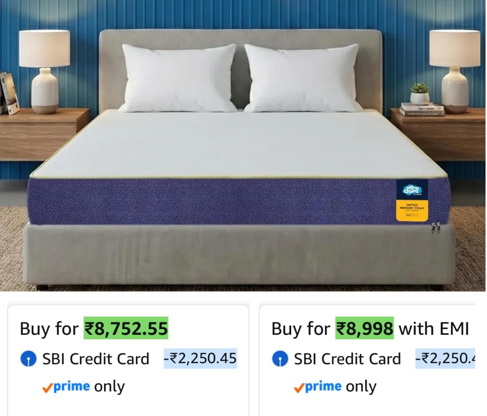 [PRIME USER] Centuary Mattresses Sleepables 8-Inch King Size Orthopedic Memory Foam Back