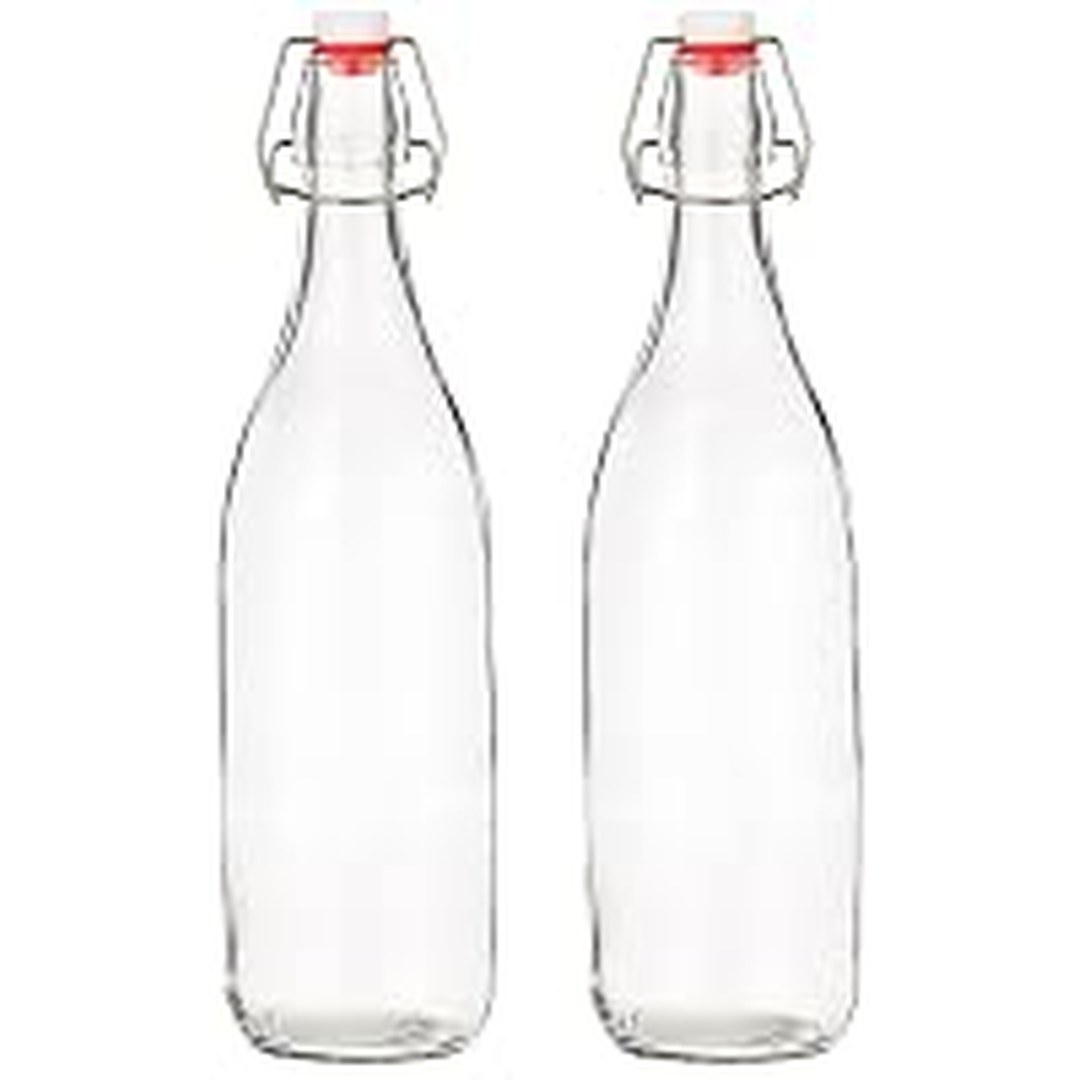 [74% Off] Amazon Brand - Solimo Swing Top Water Bottle with Stopper - Set of 2 (1 Liter) on Amazon