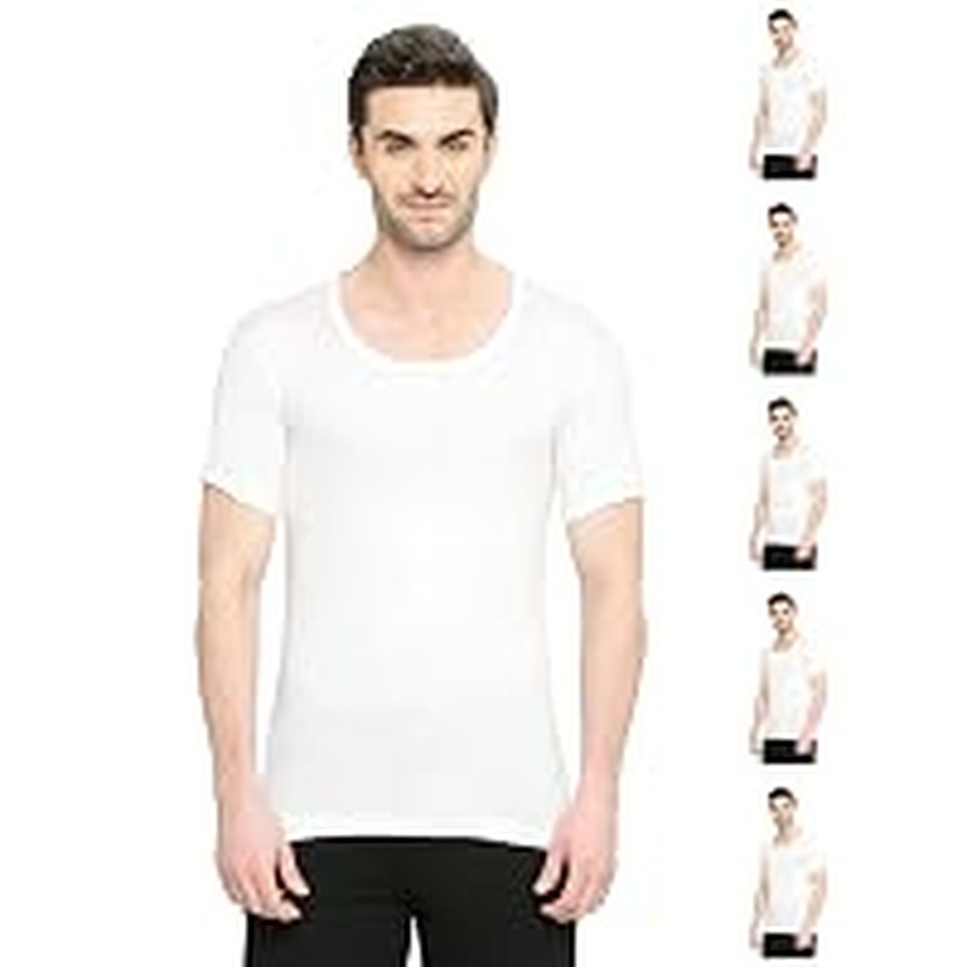 [70% Off] VIP Bonus Premium RNS Men's 100% Cotton Round Neck Half Sleeve White Vest
