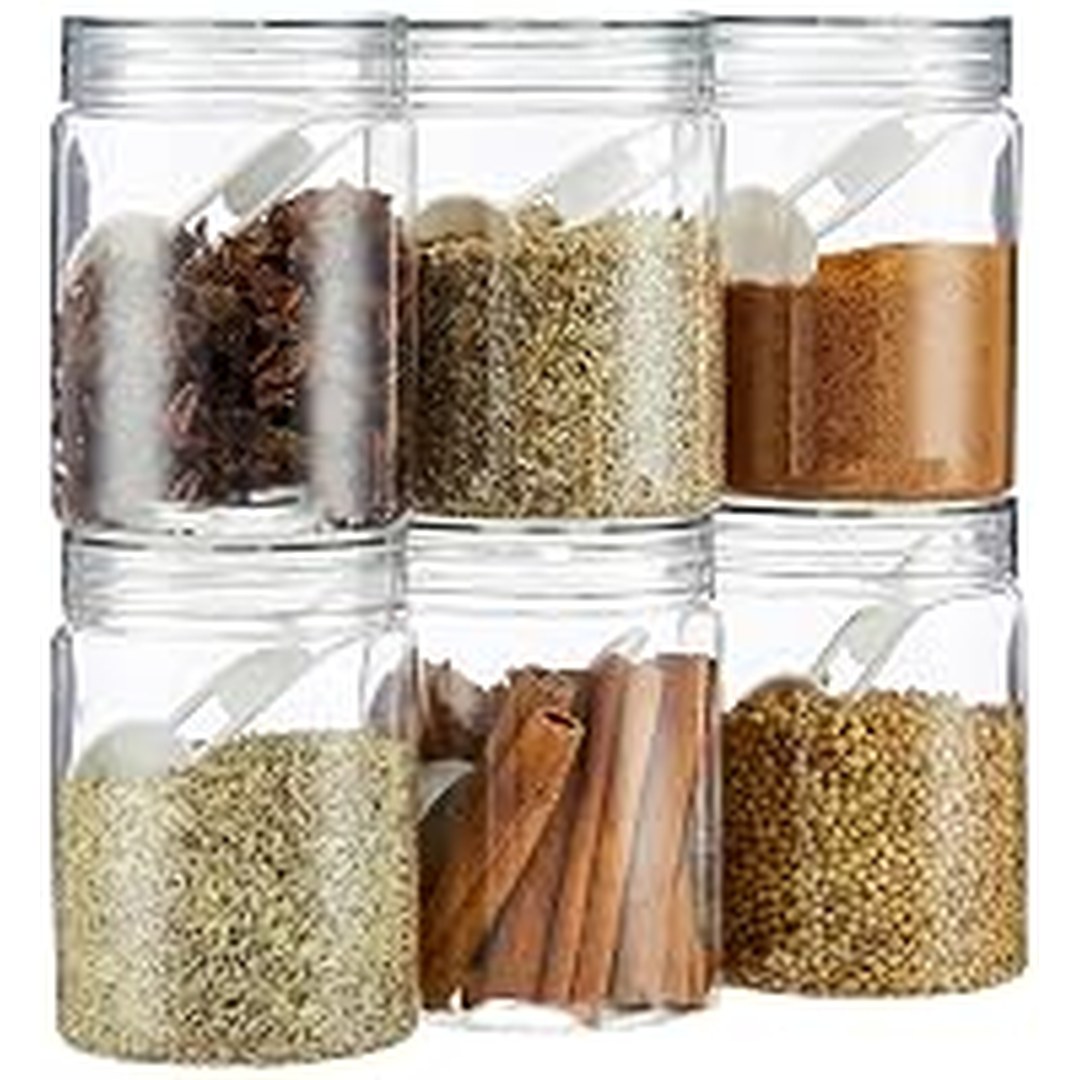 [72% Off] Homeor Plastic Storage Jar & Containers With Spoon 750ml Set of 6
