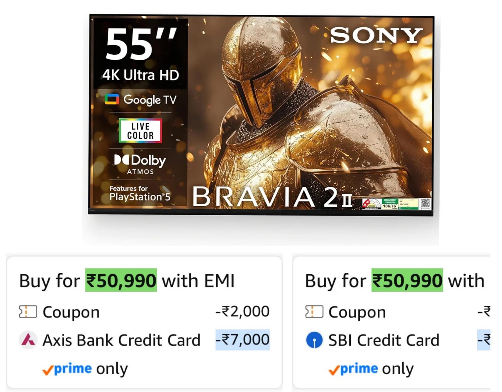 Sony 139 cm BRAVIA 2M2 Series 4K Ultra HD Smart LED Google TV K-55S25BM2