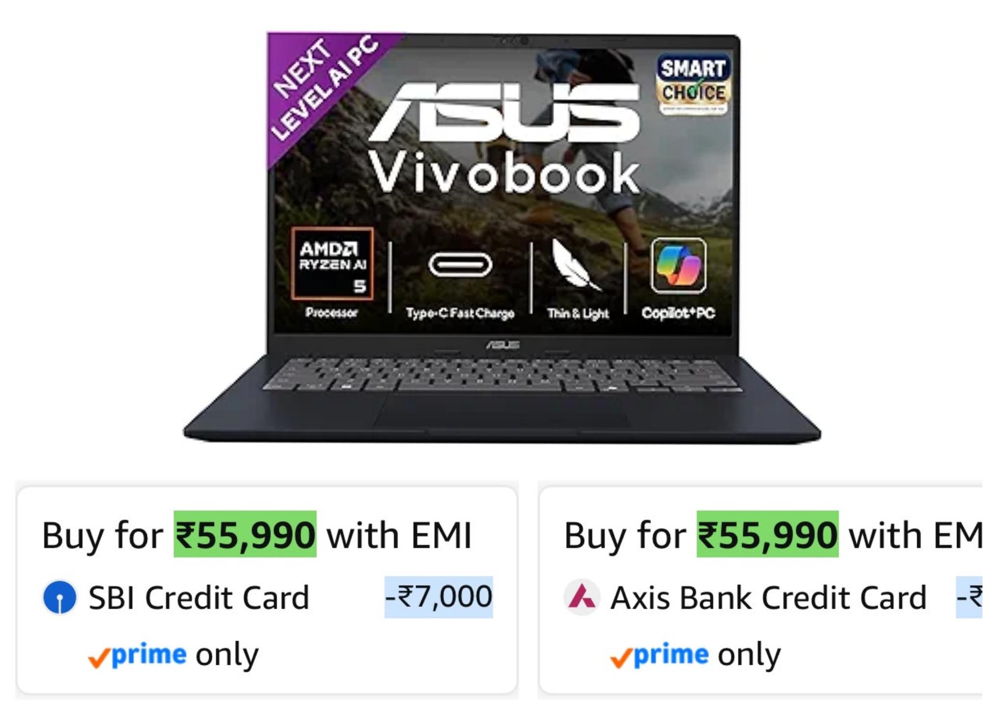 ASUS Vivobook 14,Smartchoice,AMD Ryzen AI 5 330, 16GB RAM, 512GB SSD,FHD+ 14"