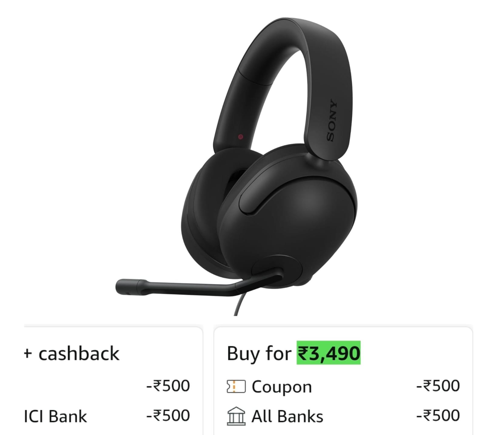 Sony INZONE H3, MDR-G300 Wired Gaming Headset, Over-Ear Headphones with 360