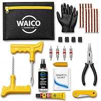WAICO 13 in 1 Tubeless Tyre Puncture Kit | Reamer, Probe,10-Rubber Strips, Gloves, Plier, Knife, Slo