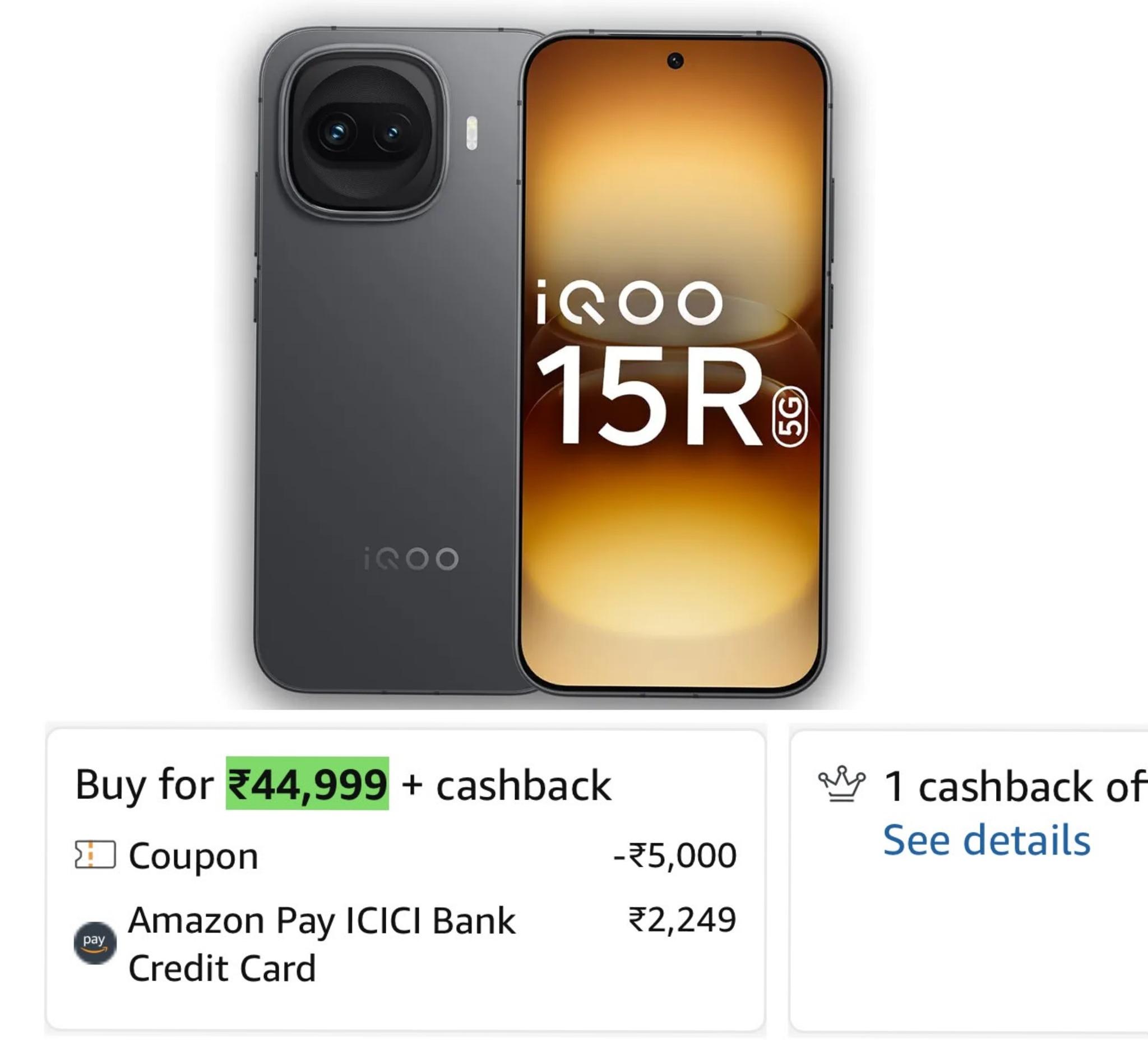 iQOO 15R (Dark Knight, 8GB RAM, 256GB Storage) | Snapdragon® 8 Gen 5 Processor