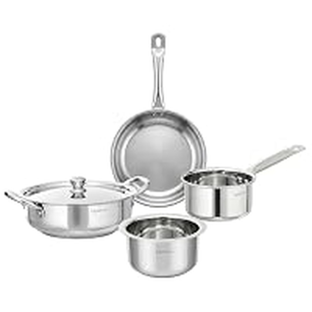 [55% Off] Lifelong Stainless Steel Cookware Set of 5, Kadhai (2.2L), Fry Pan (1.4L)