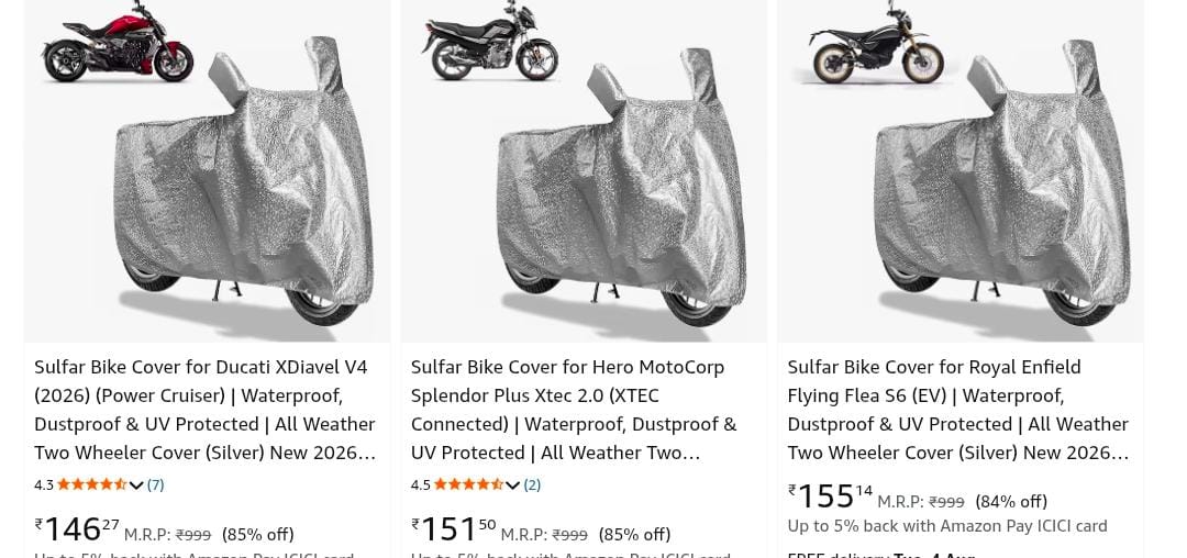 Sulfar Bike Covers upto 85% off