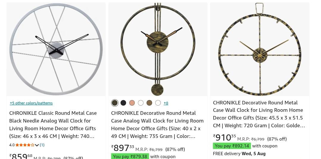 CHRONIKLE Classic Clocks upto 87% off