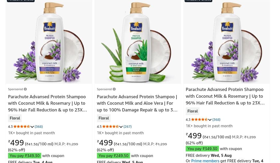 Parachute Advansed upto 87% off