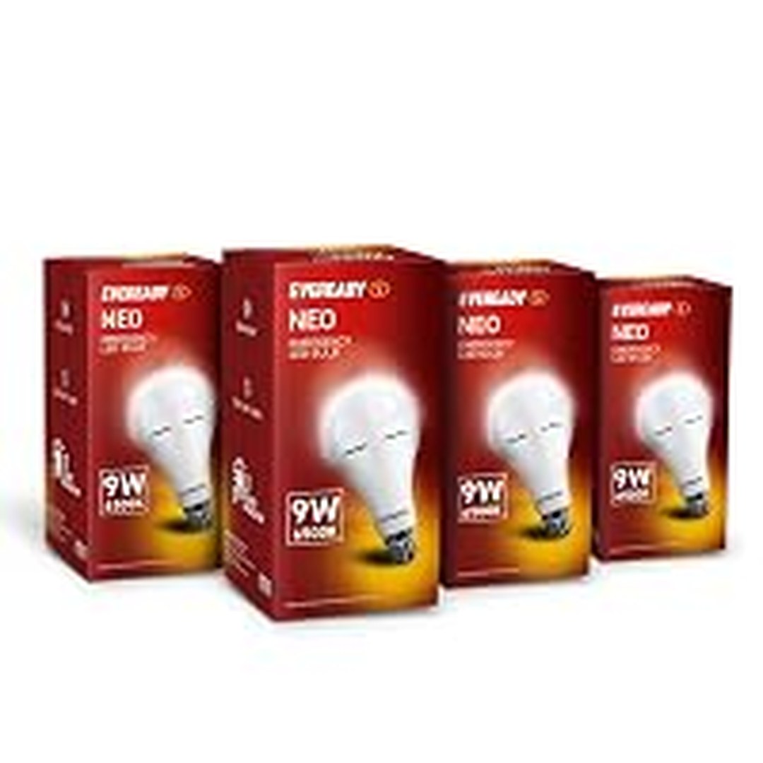 [75% Off] Eveready 9W Emergency Inverter LED Bulb, Cool Day Light (6500K), Pack of 4