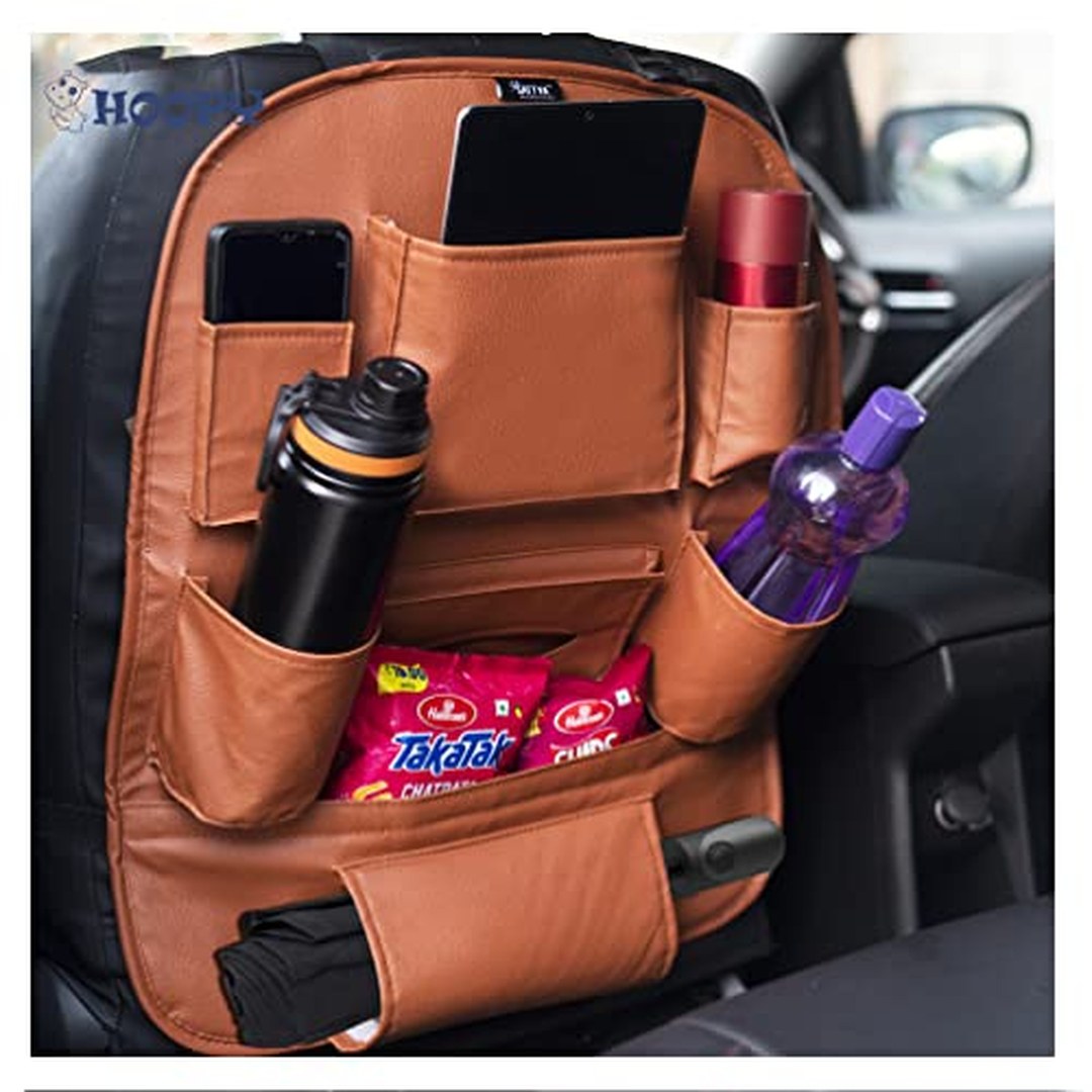 HOOPY Pu Leather Auto Car Back Seat Organizer, Multipocket Storage Tablet