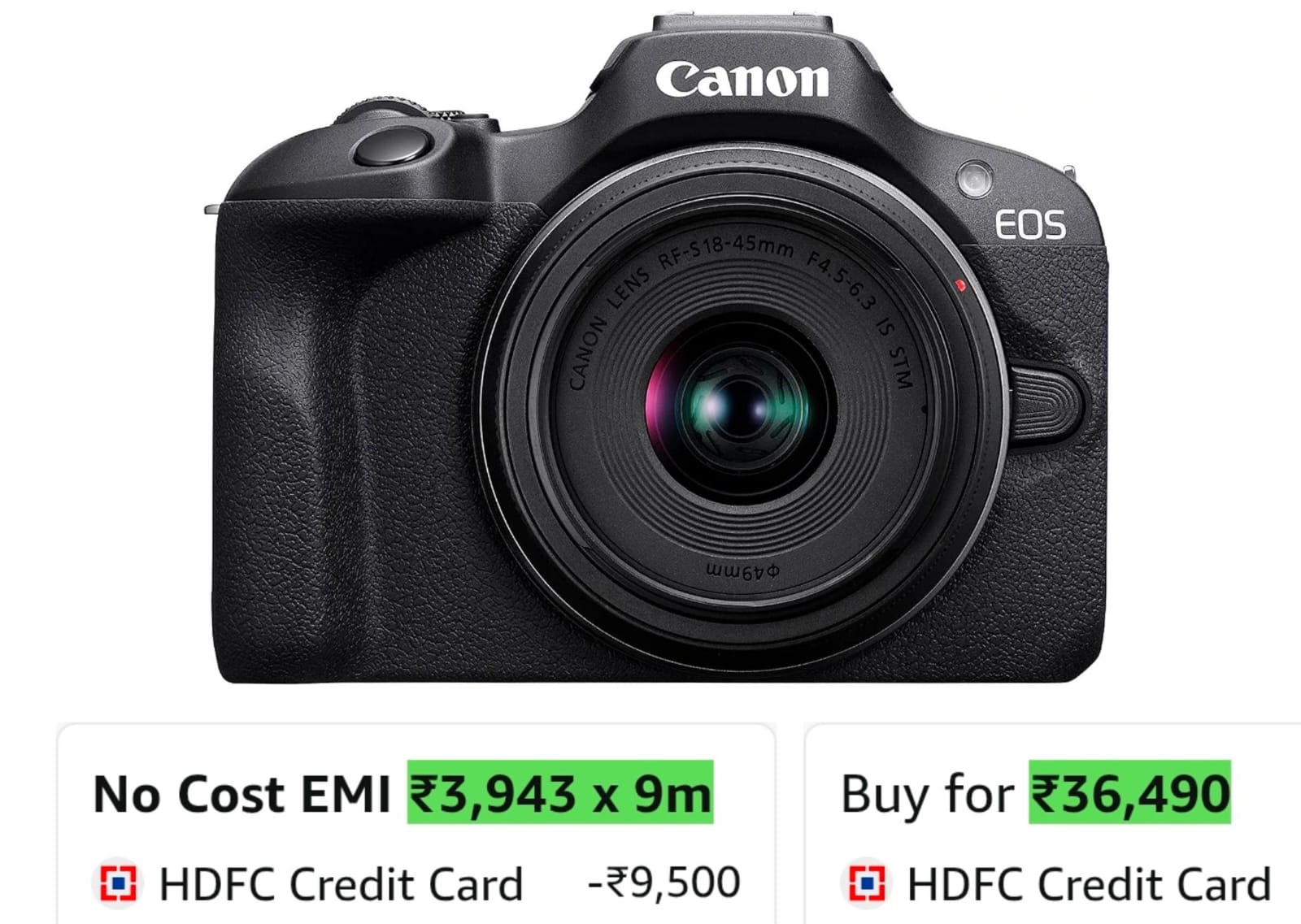 Canon EOS R100 24.1 MP Mirrorless Camera Black with RF-S18-45mm f/4.5-6.3 is on Amazon