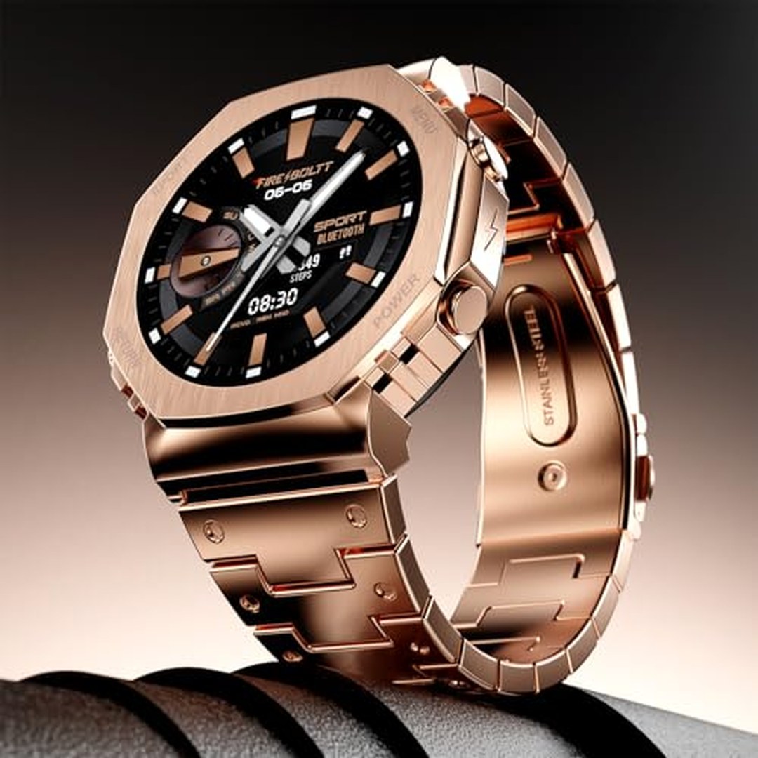 Boltt Obsidian 33.5mm (1.32 inch) AMOLED Display, Stainless Steel Design, 466