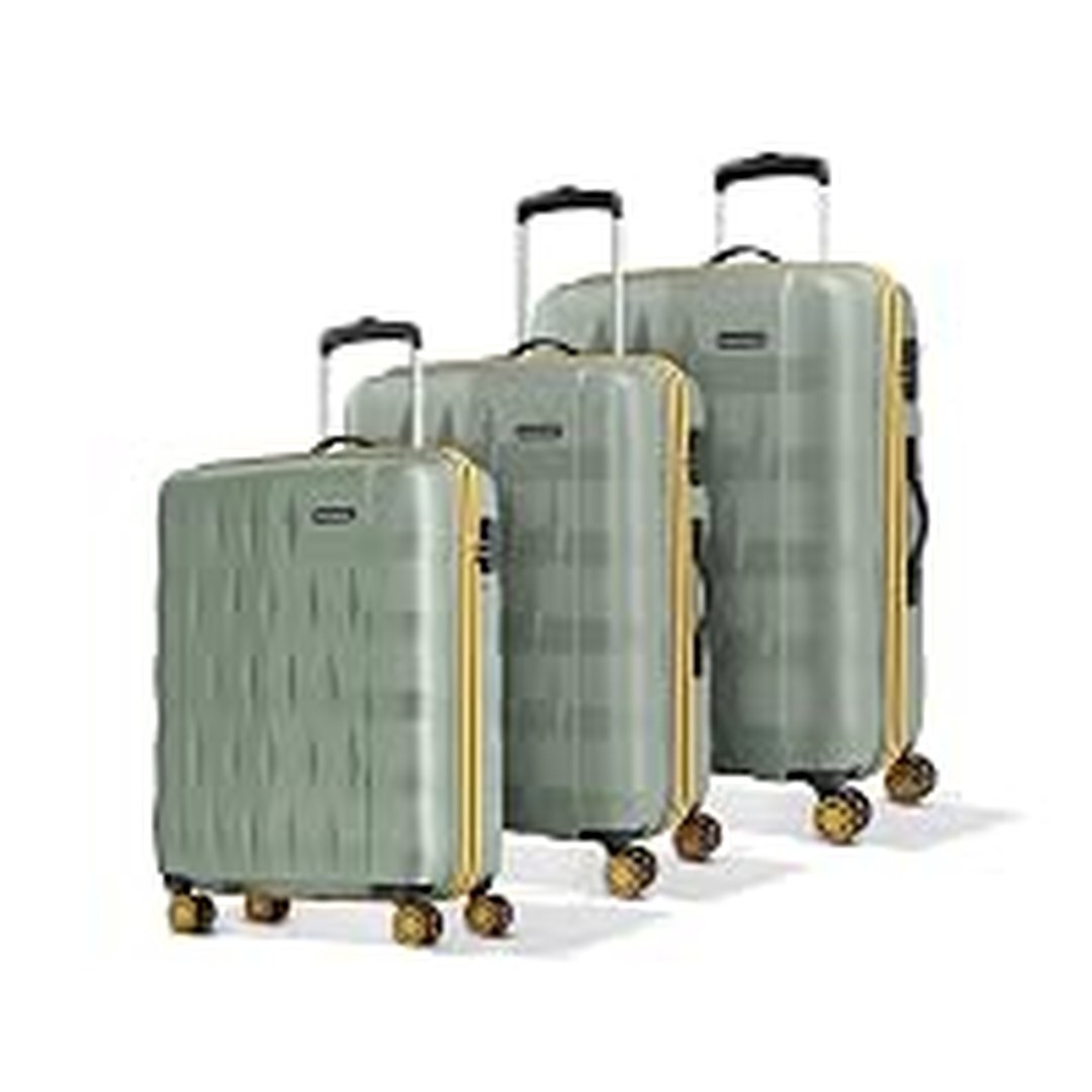 [75% Off] Aristocrat Comet Set of 3 (Cabin+Medium+Large) Hard Case Trolley Bags, Green