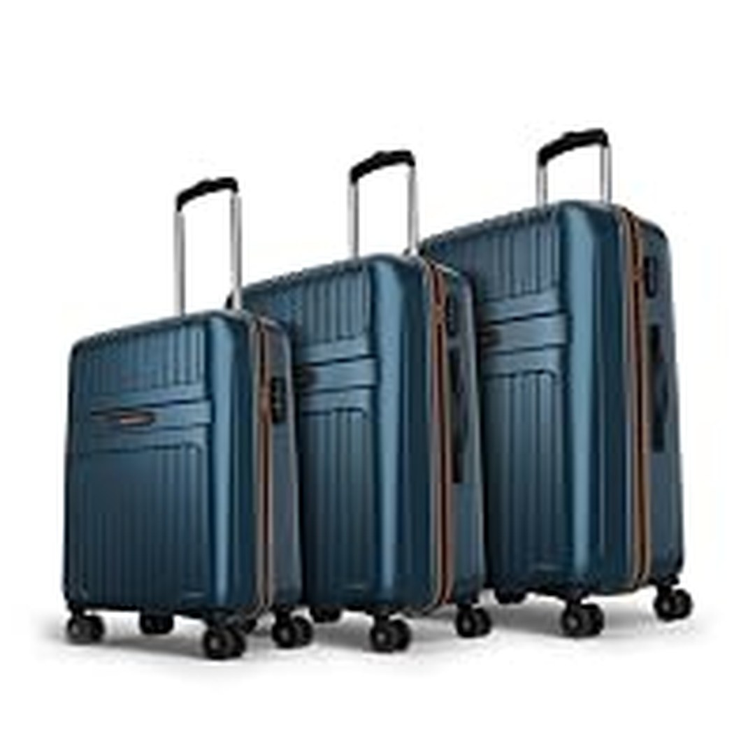 [80% Off] Aristocrat Atlas Set of 3 (Cabin+Medium+Large) Hard Case Trolley Bags, Blue