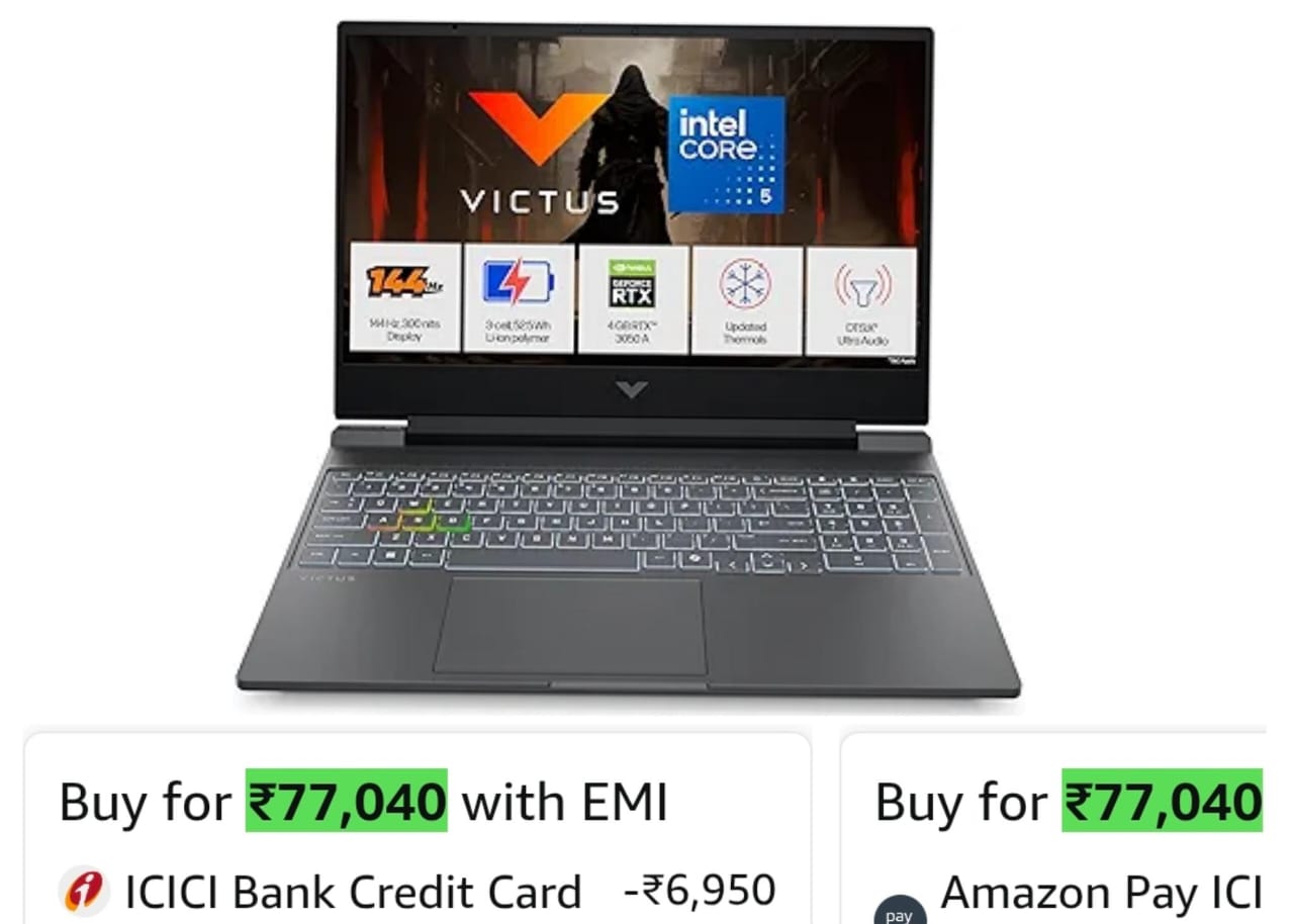 HP Victus, Intel Core 5 210H, 4GB RTX 3050 A (24GB DDR5, 512GB SSD) FHD, 144Hz