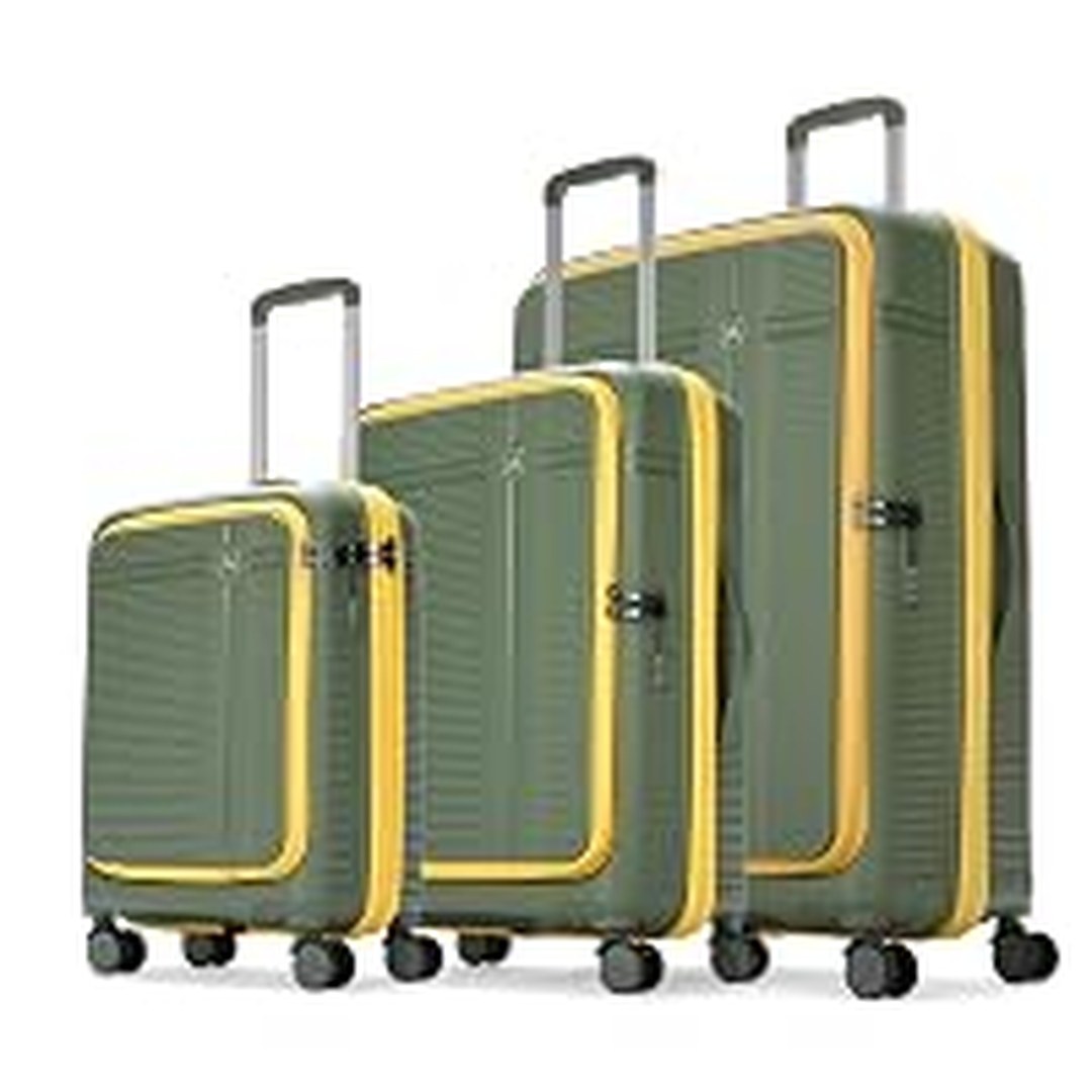 [69% Off] Aristocrat Solana Set of 3 (S+M+L) Hard Case Trolley Bags, Green