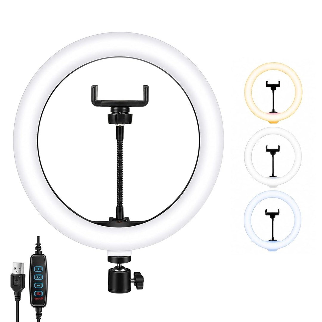 Simpex 8" LED Ring Light with MobileHolder & Adjustable Brightness for Makeup