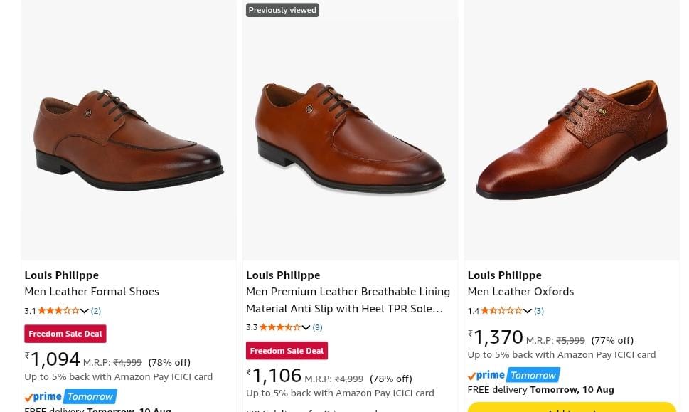 Louis Philippe Premium Men’s Shoes Upto 80% Off