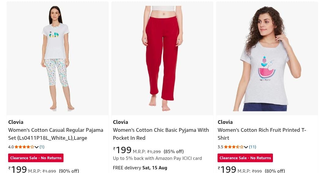 Clovia Women's Clothing upto 89% off