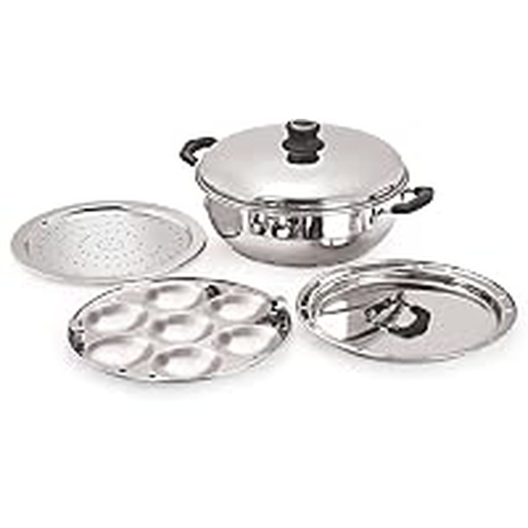 Tosaa Big Induction Compatible Kadai, 27 cm, 5 Plates, Silver
