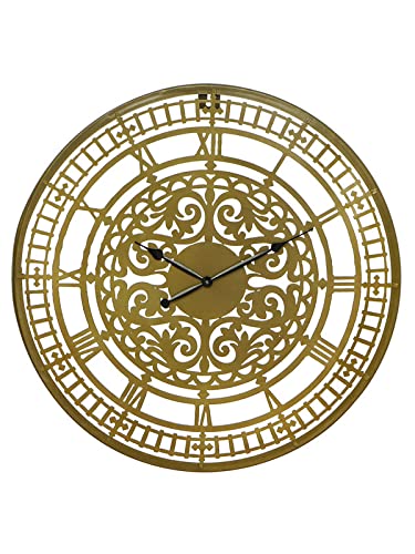 CHRONIKLE Unique Round Analog Metal Case Black Needle Roman Numbers Wall Clock on Amazon