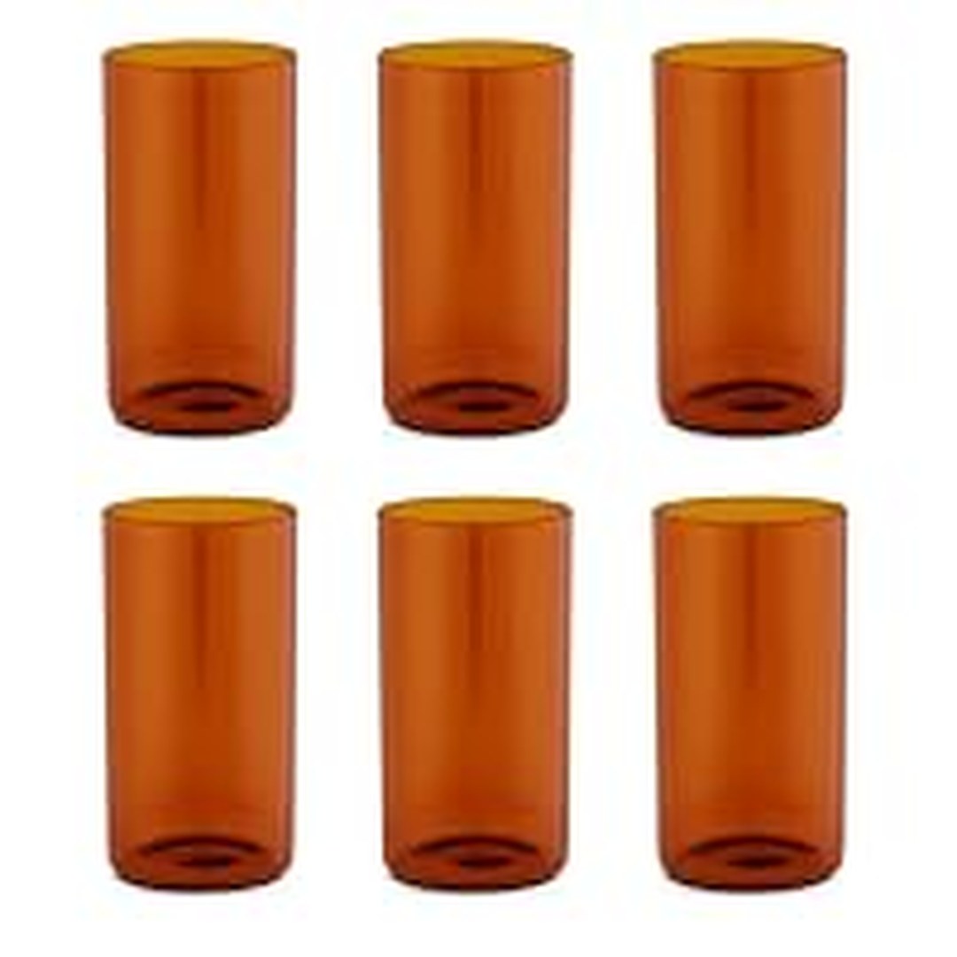 Borosil 350ml Set of 6 pcs Amber Vision Transparent Glass, Cold Drink Tumbler