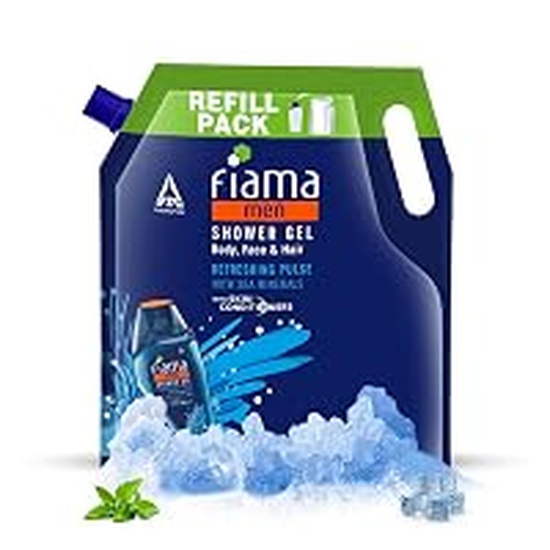Fiama Men Body Wash Shower Gel Refreshing Pulse, 1.4L Body Wash Refill Pack for
