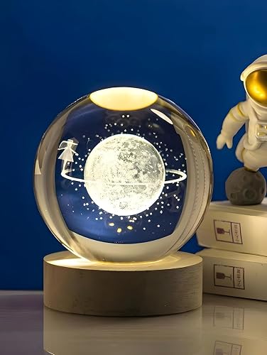Desidiya Big Moon Fairy 3D Crystal Ball Night Light with Wooden Base - LED USB on Amazon