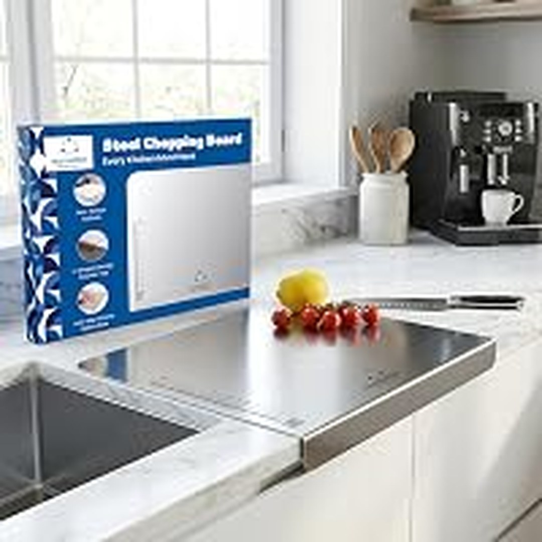 HomeWiz Large Steel Chopping Board - 100% Stainless Cutting on Amazon