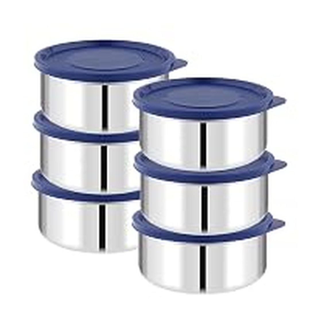 ATTRO Prime Stainless Steel Single Wall Storage Containers Airtight & Leak, Set Of 6