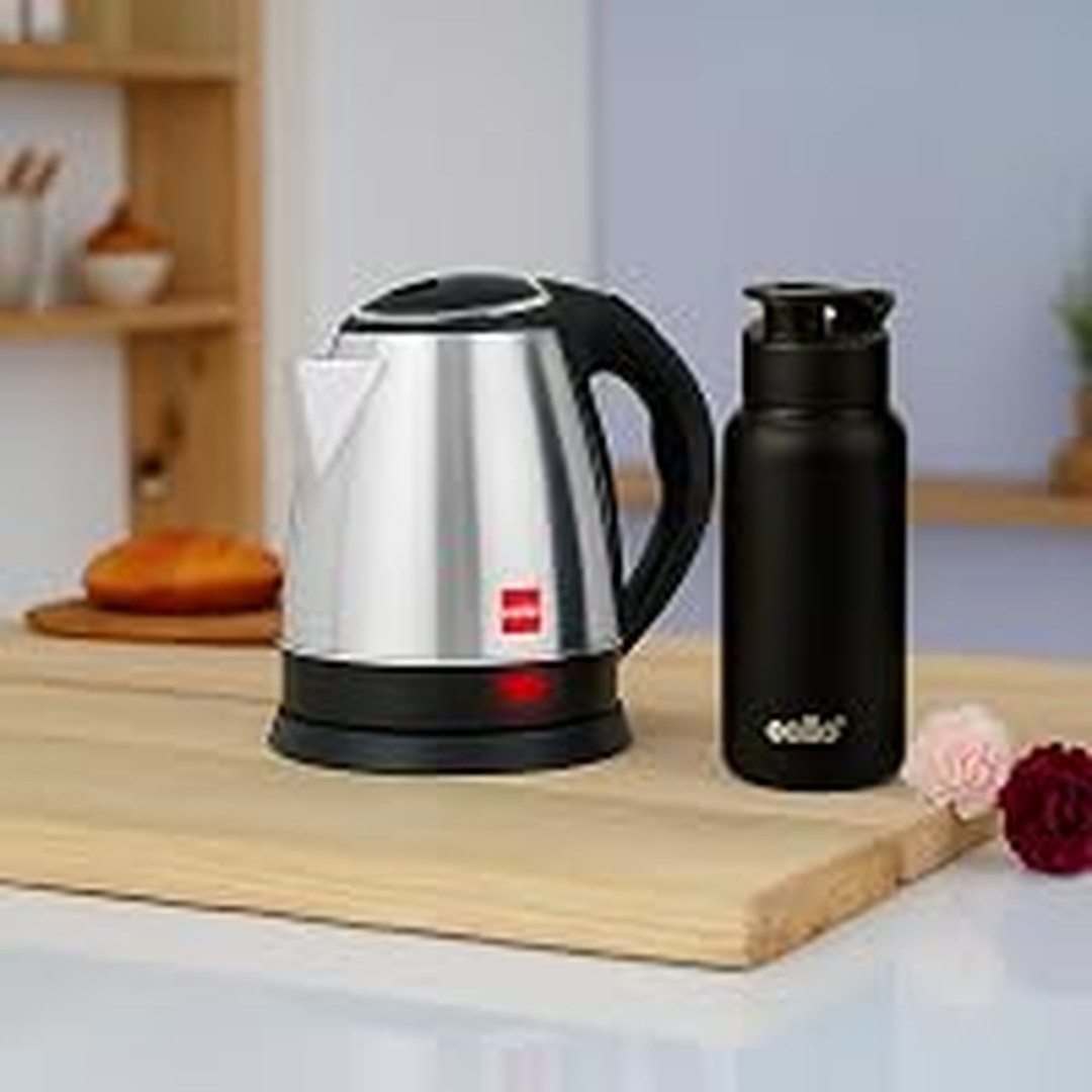 CELLO Lifestyle Stainless Steel Electric Kettle 1.5L + Sippa Steel Water Bottle