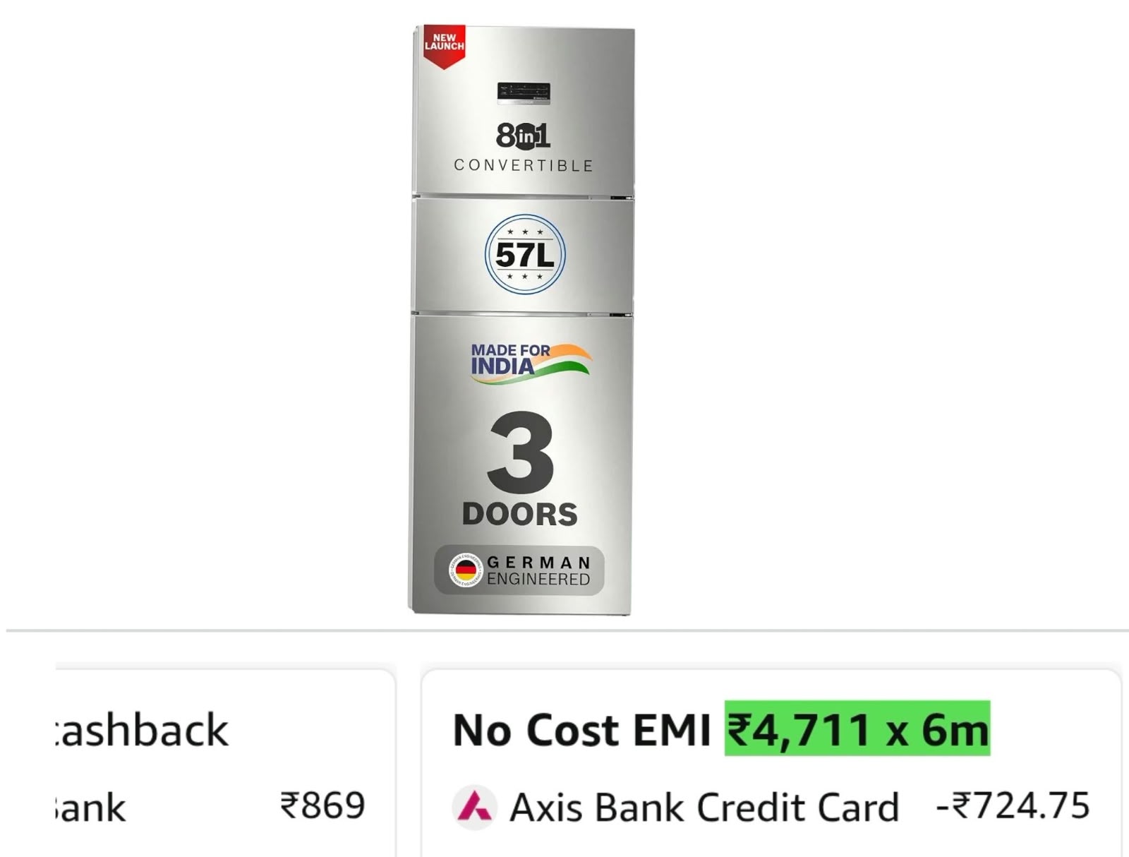 Bosch 302L, 3 Star, MaxFlex Convert Frost Free Triple Door Refrigerator on Amazon