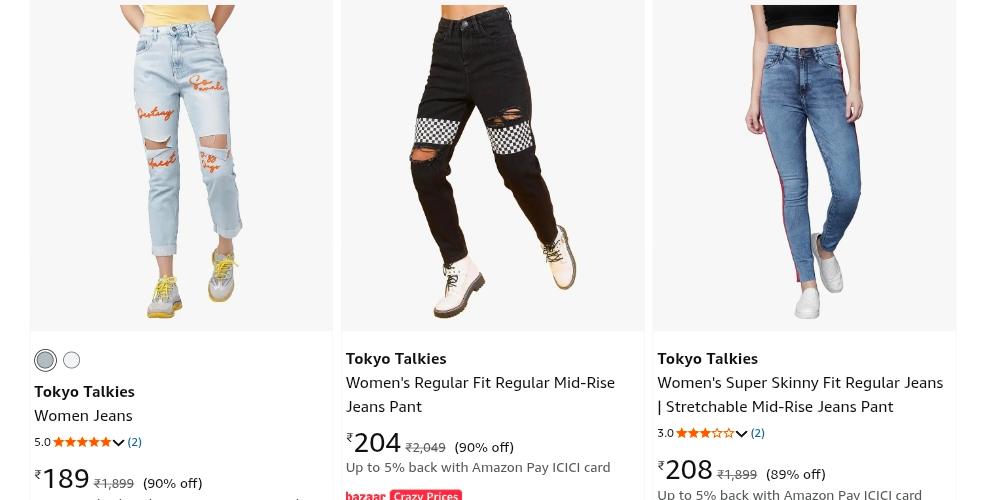 Tokyo Talkies Women Jeans upto 90% off