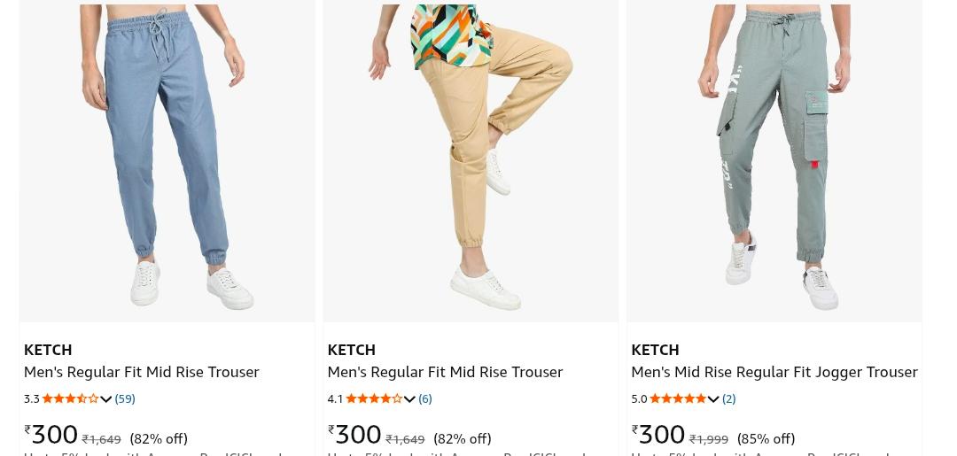 KETCH Men Trousers upto 81% off